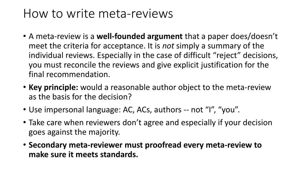 how to write meta reviews