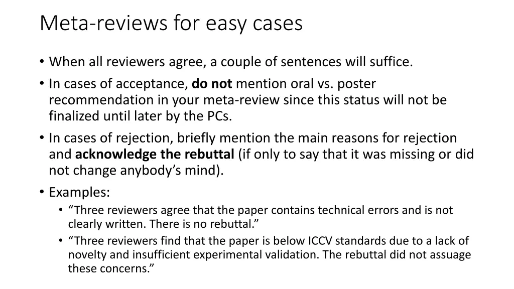 meta reviews for easy cases