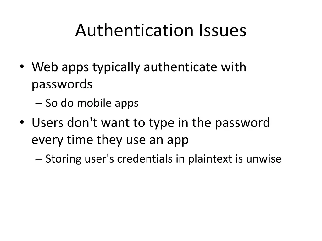 authentication issues