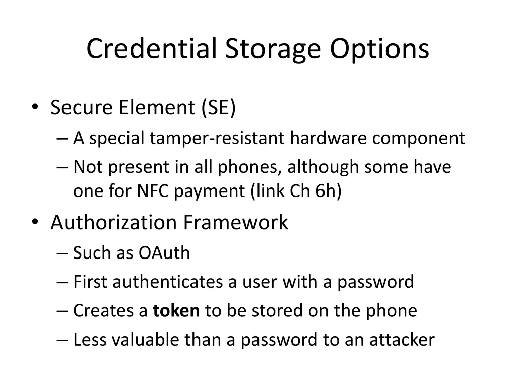 credential storage options