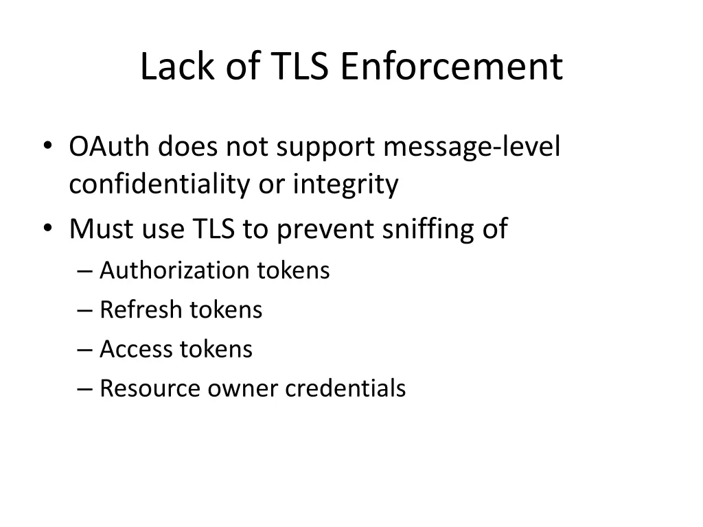 lack of tls enforcement