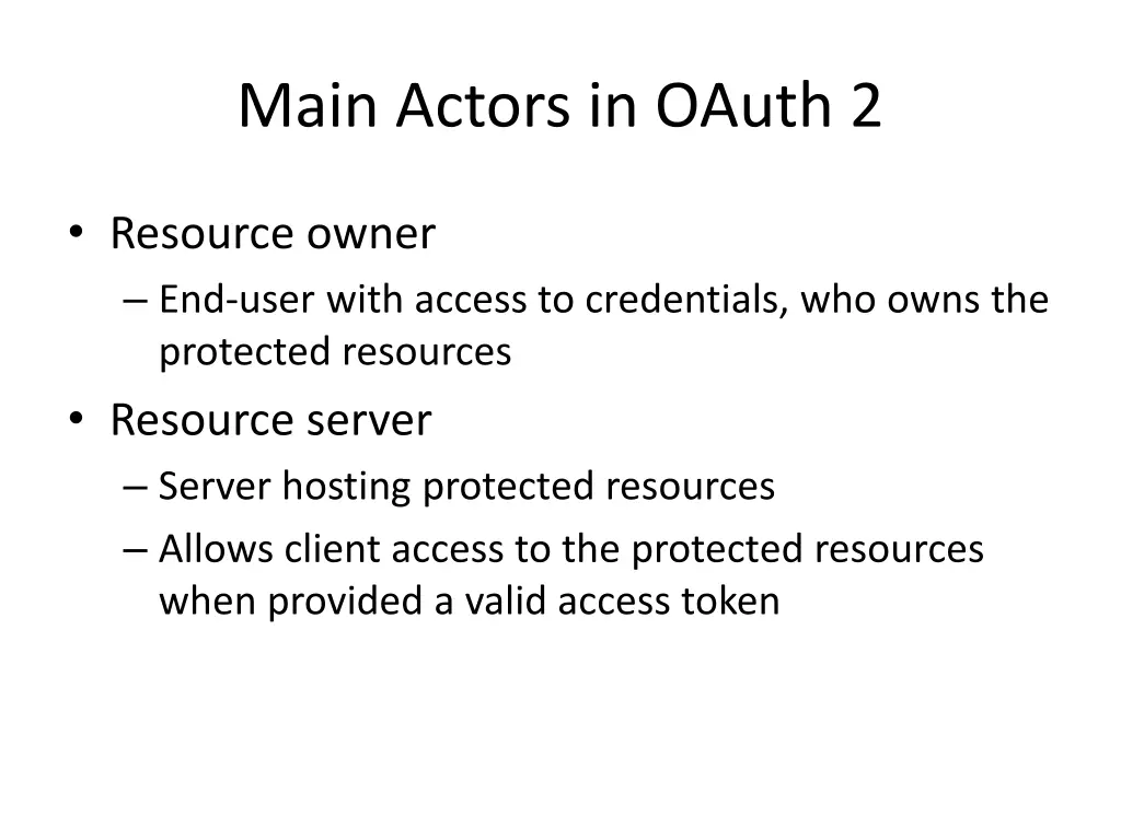 main actors in oauth 2