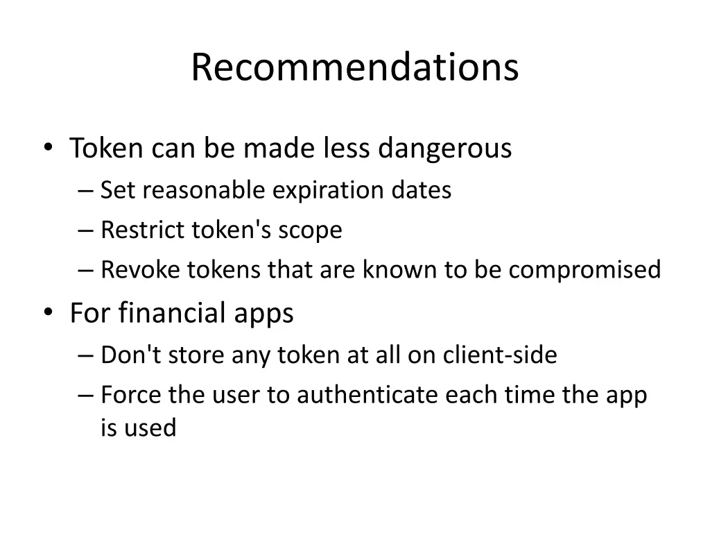 recommendations