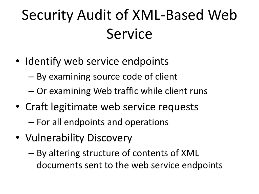 security audit of xml based web service