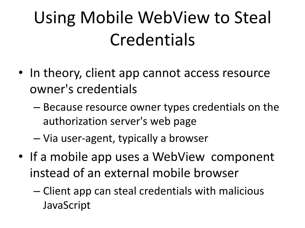 using mobile webview to steal credentials