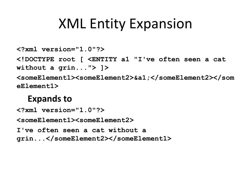 xml entity expansion 1