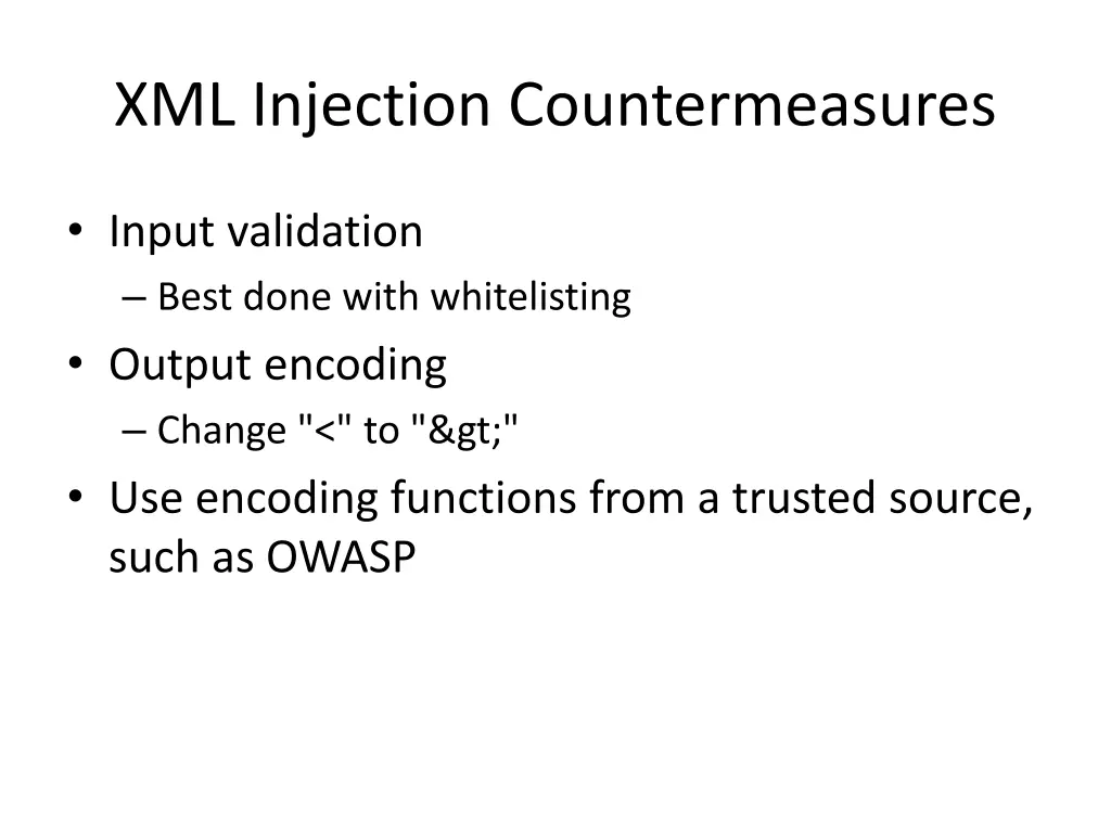 xml injection countermeasures