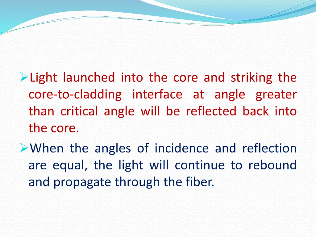 light launched into the core and striking