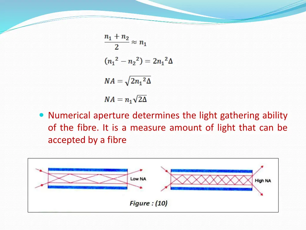 numerical aperture determines the light gathering