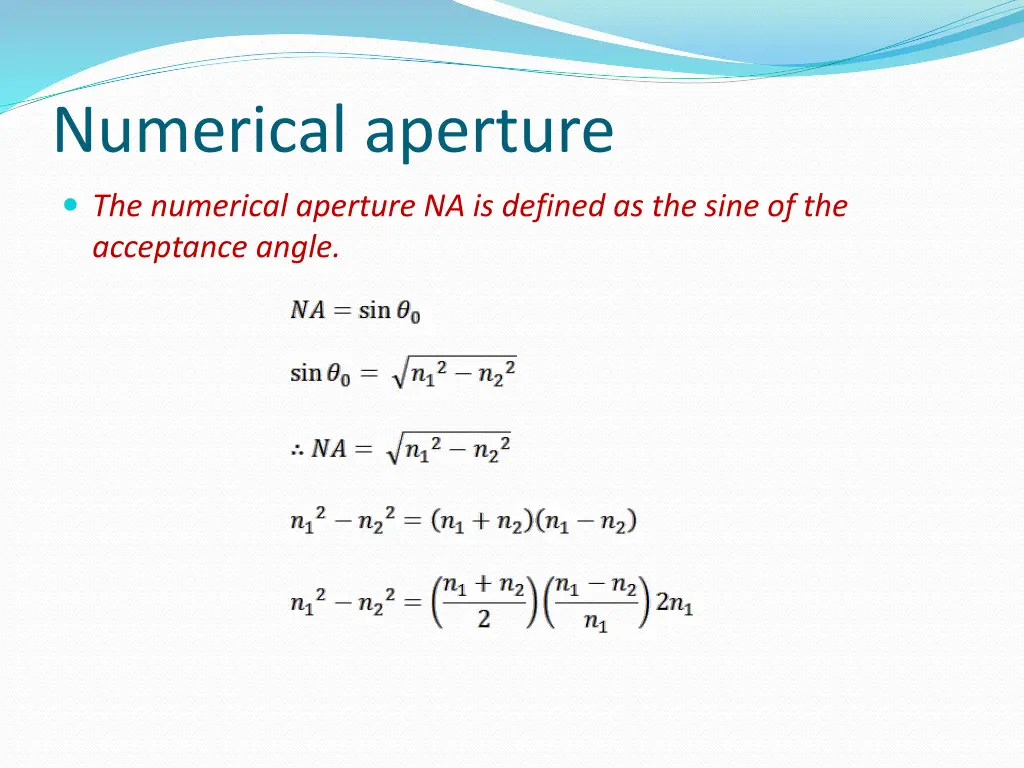 numerical aperture