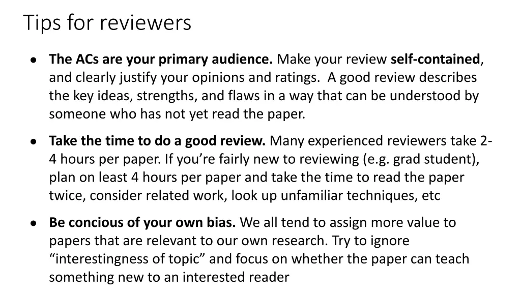 tips for reviewers