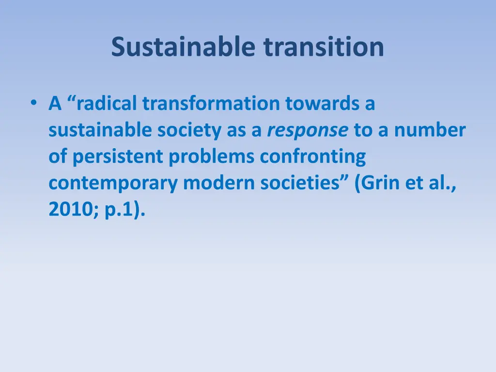 sustainable transition