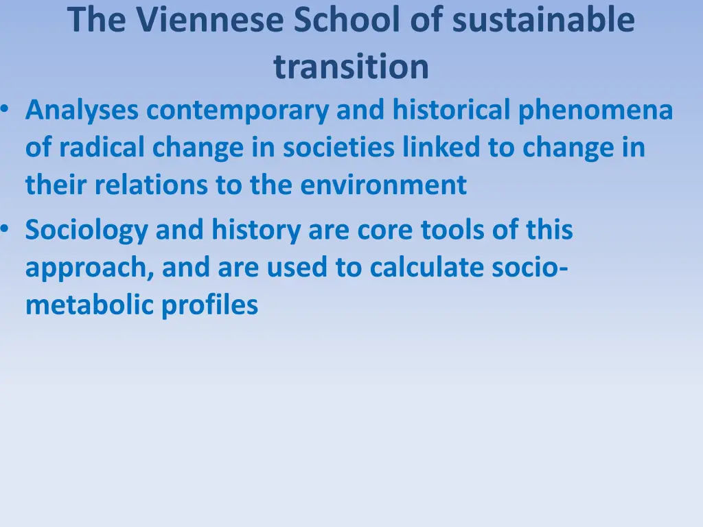 the viennese school of sustainable transition