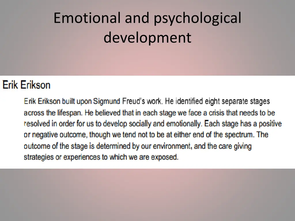 emotional and psychological development