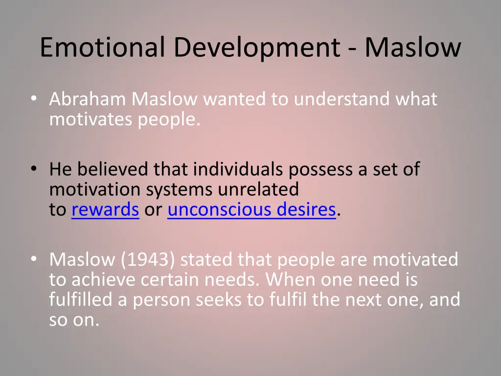 emotional development maslow