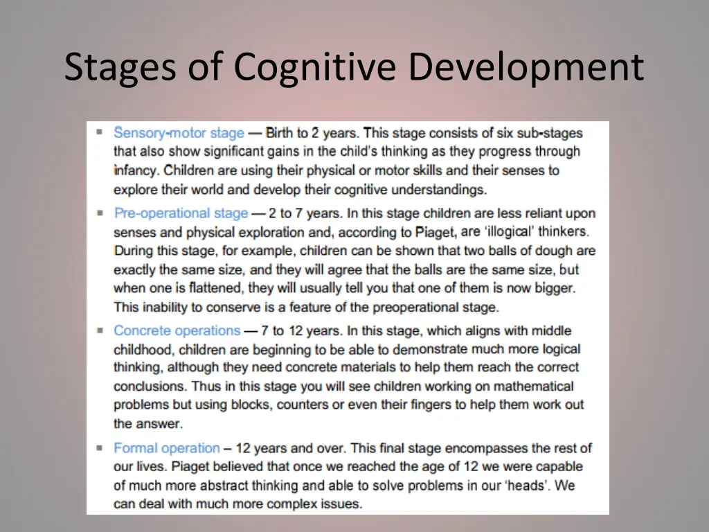 stages of cognitive development