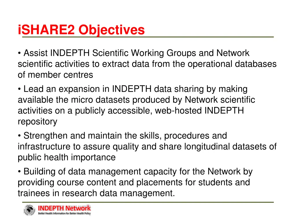 ishare2 objectives