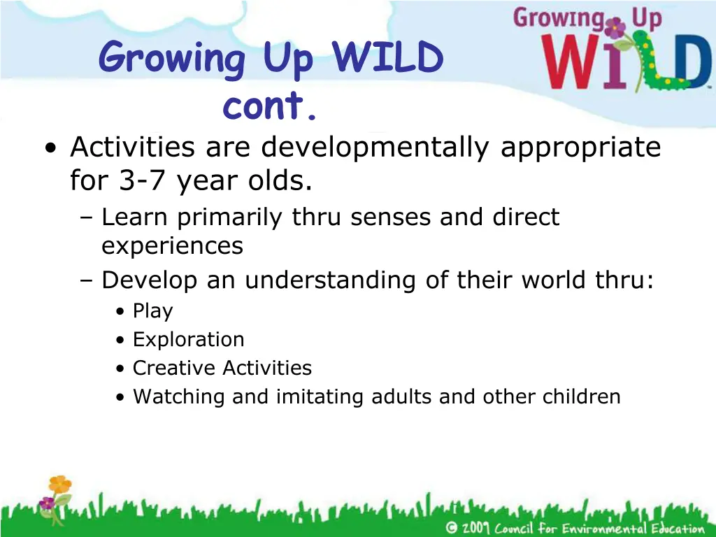 growing up wild cont activities