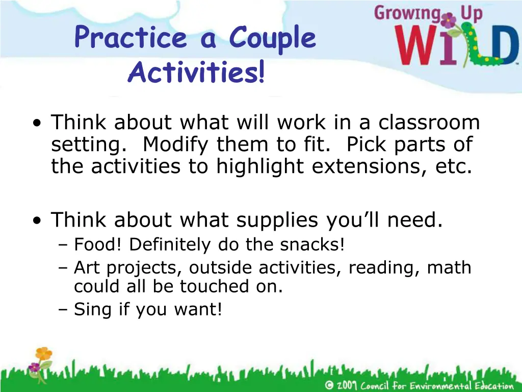 practice a couple activities