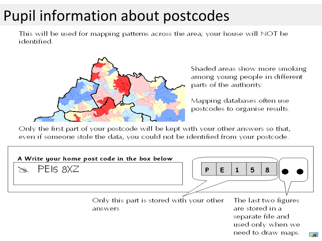 pupil information about postcodes