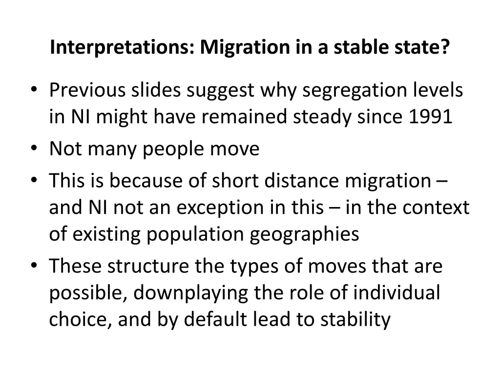 interpretations migration in a stable state