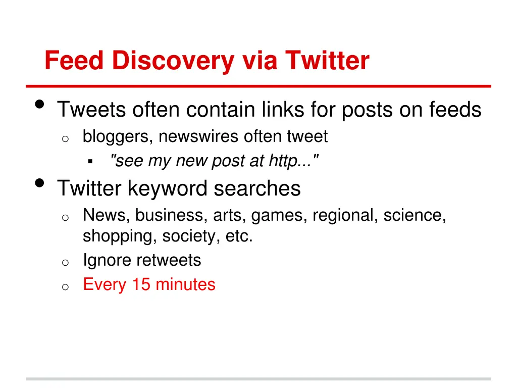 feed discovery via twitter tweets often contain