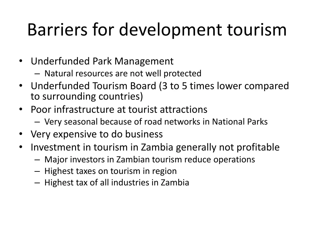 barriers for development tourism