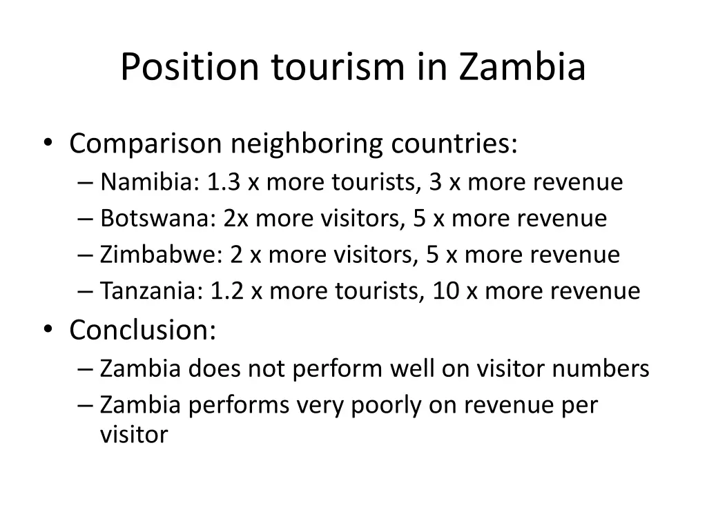 position tourism in zambia