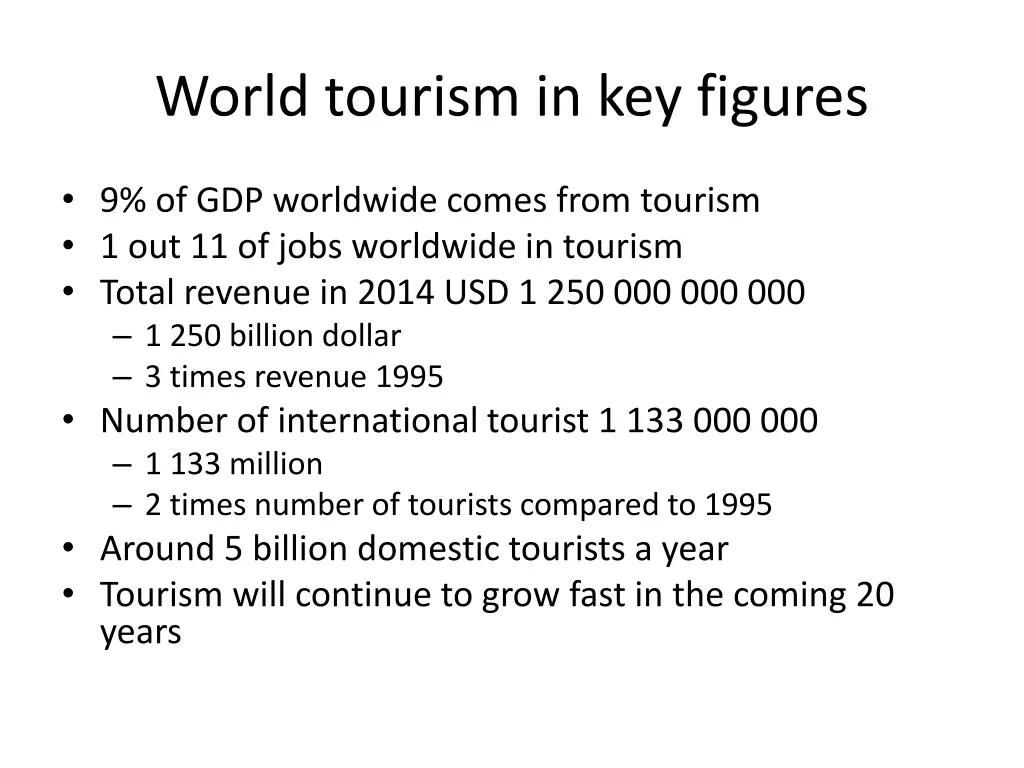 world tourism in key figures