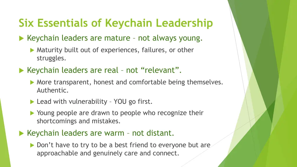 six essentials of keychain leadership