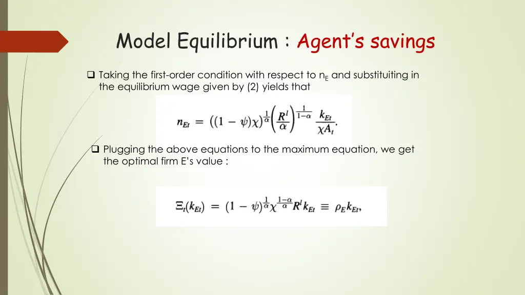 model equilibrium agent s savings 4