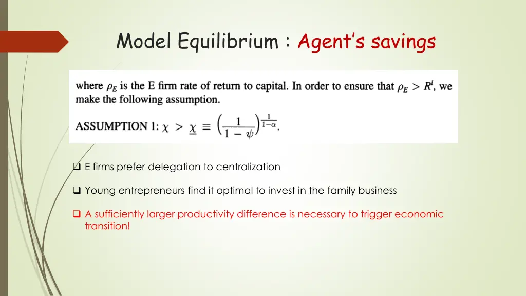 model equilibrium agent s savings 5