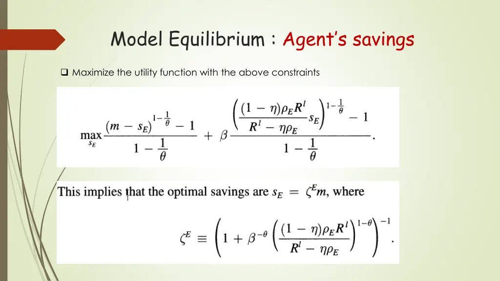 model equilibrium agent s savings 7