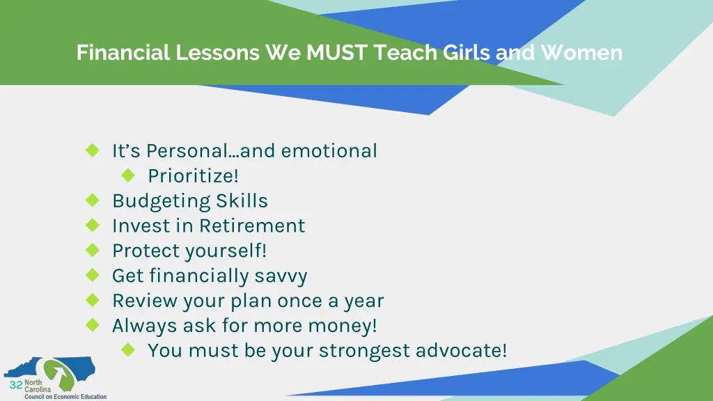 financial lessons we must teach girls and women