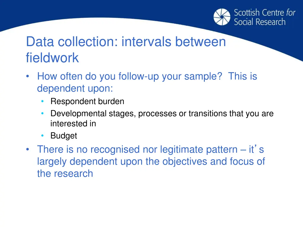 data collection intervals between fieldwork