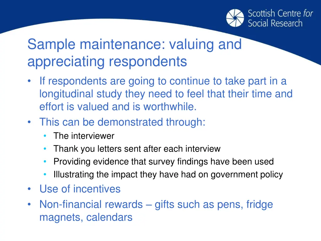 sample maintenance valuing and appreciating