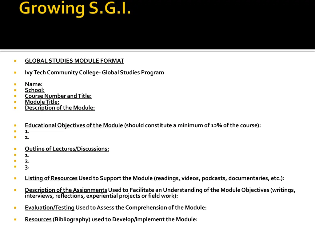 global studies module format