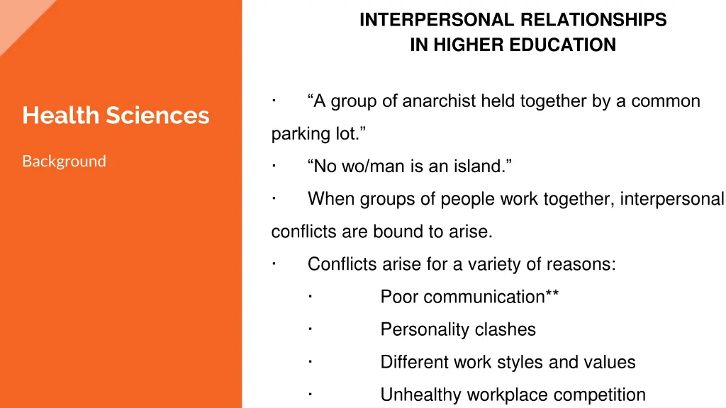 interpersonal relationships in higher education