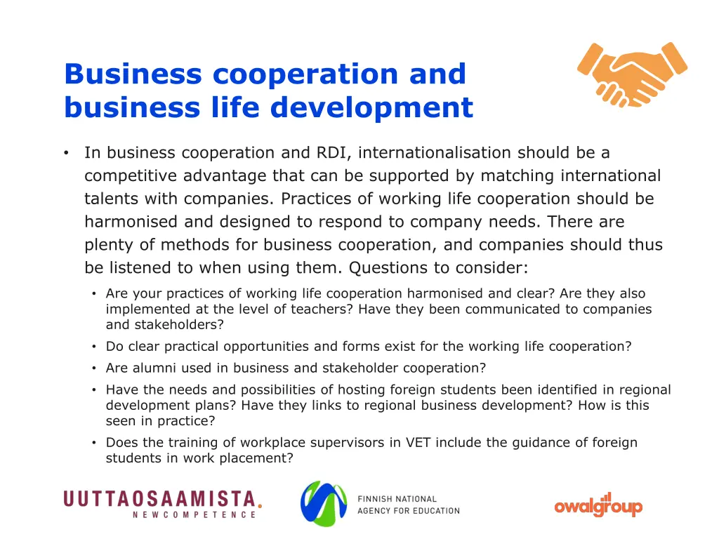 business cooperation and business life development