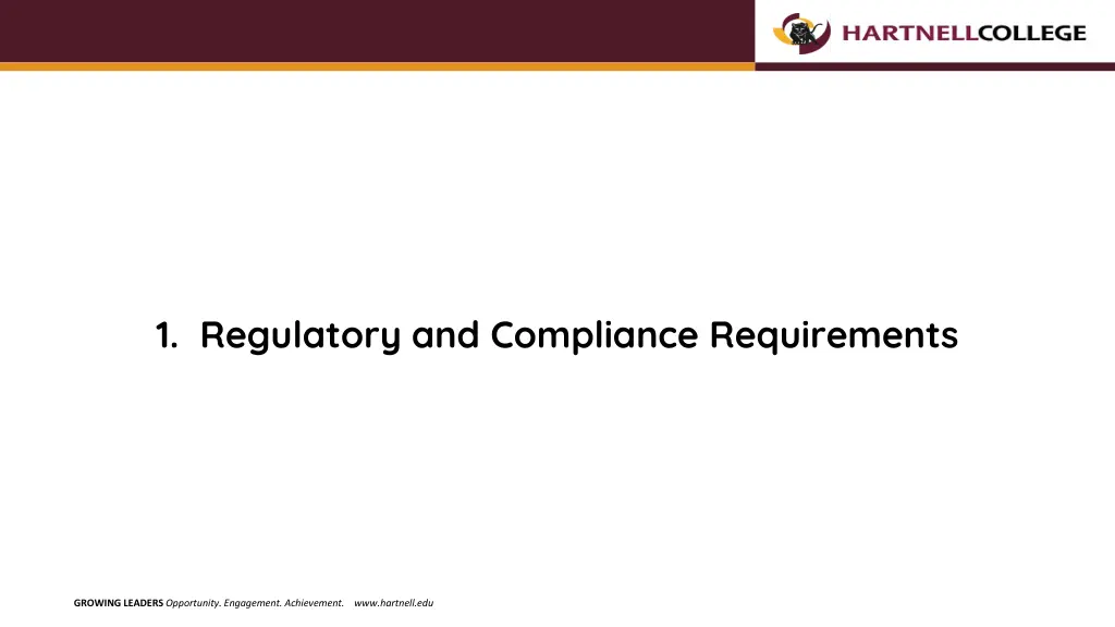 1 regulatory and compliance requirements