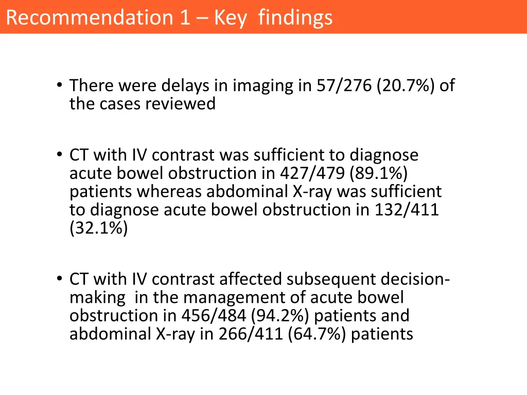 recommendation 1 key findings