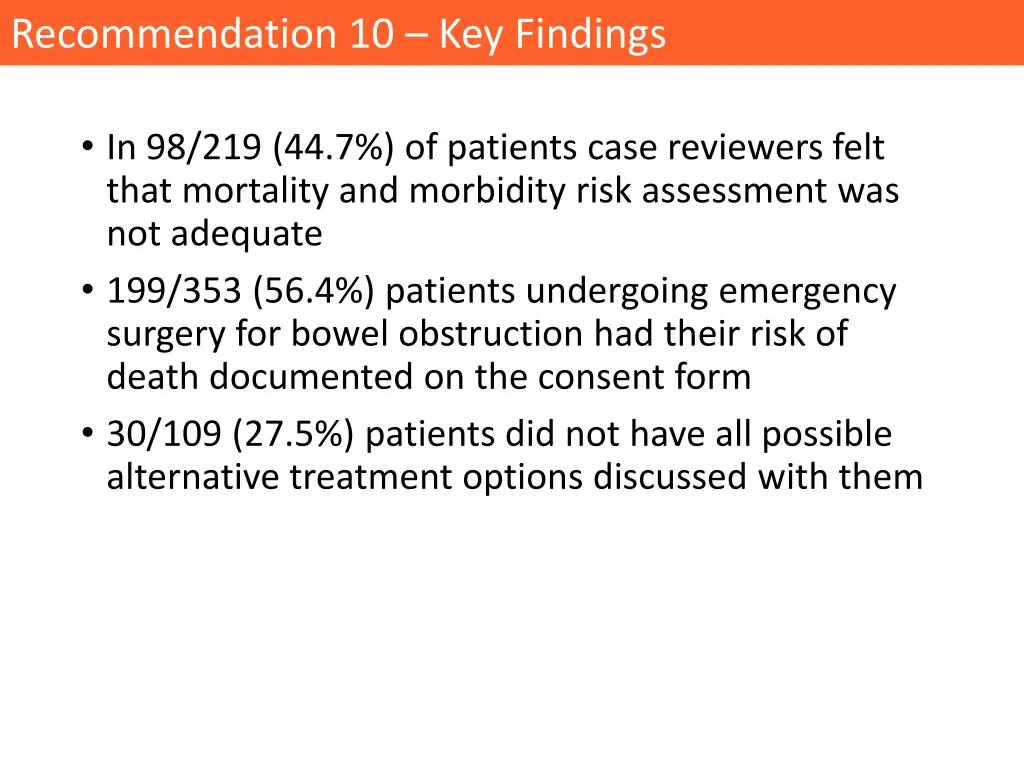 recommendation 10 key findings