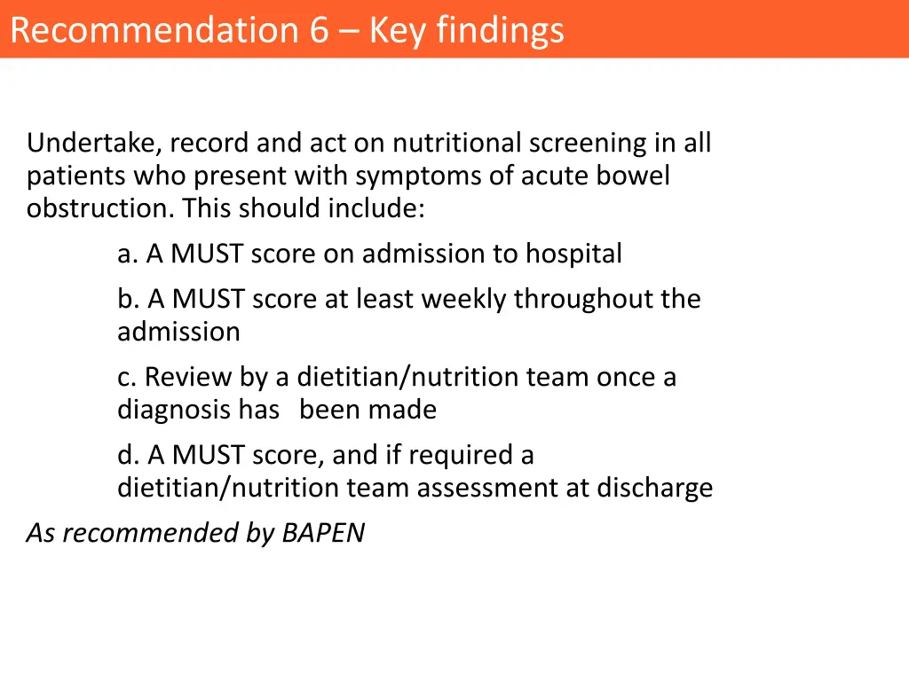 recommendation 6 key findings