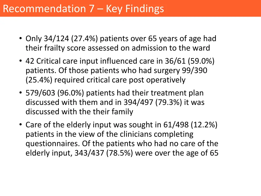 recommendation 7 key findings