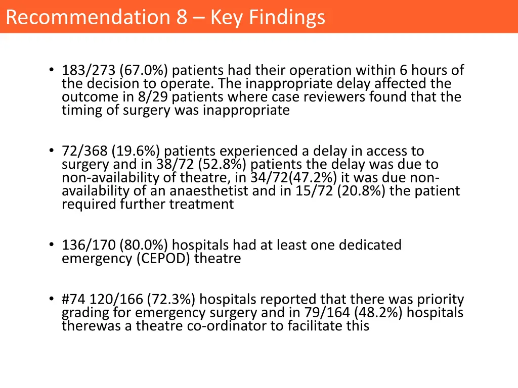 recommendation 8 key findings