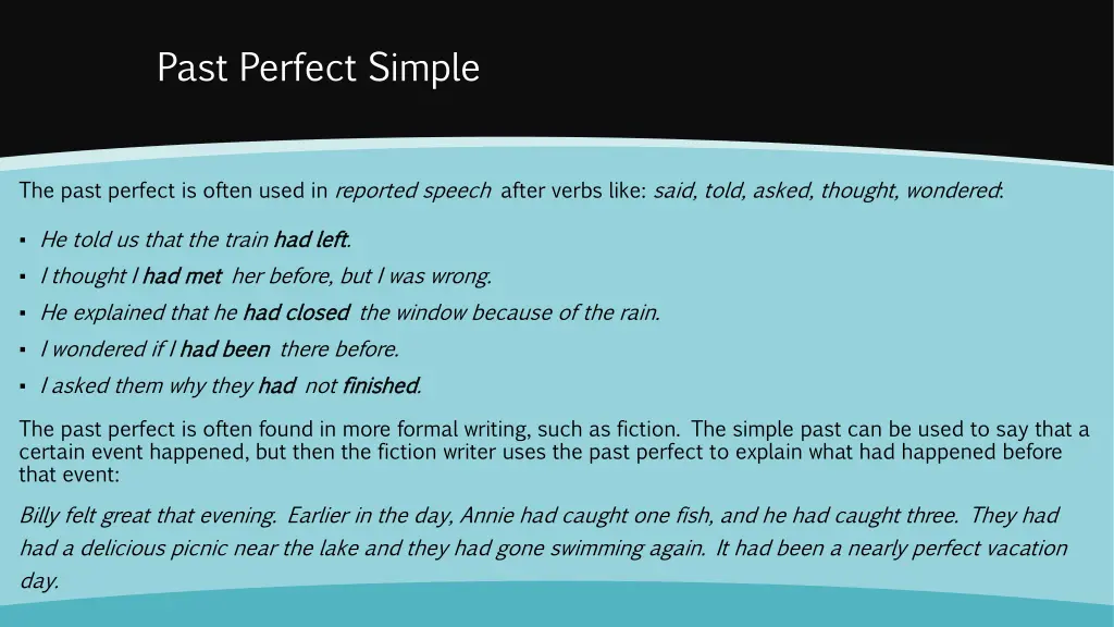 past perfect simple 1