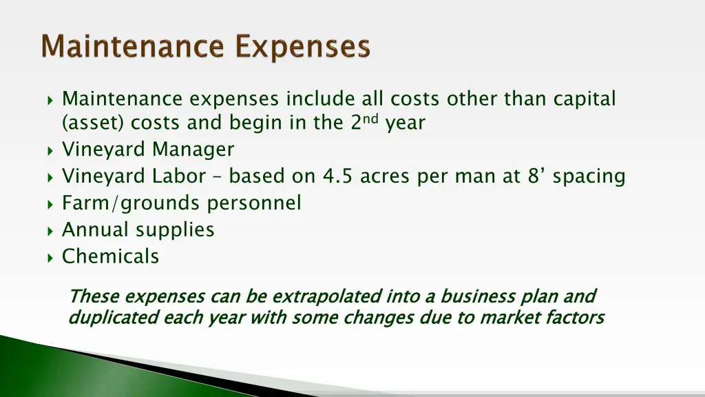 maintenance expenses include all costs other than