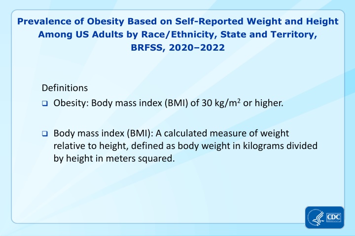 prevalence of obesity based on self reported