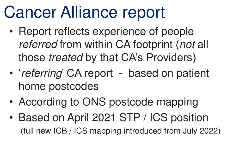 cancer alliance report report reflects experience