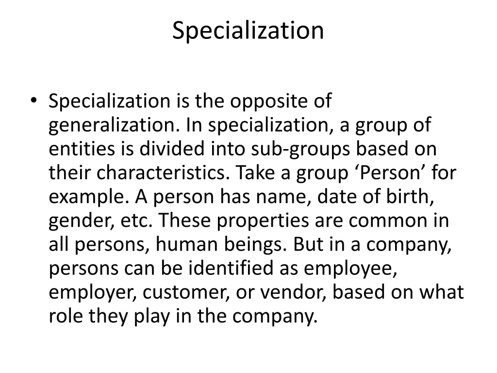 specialization